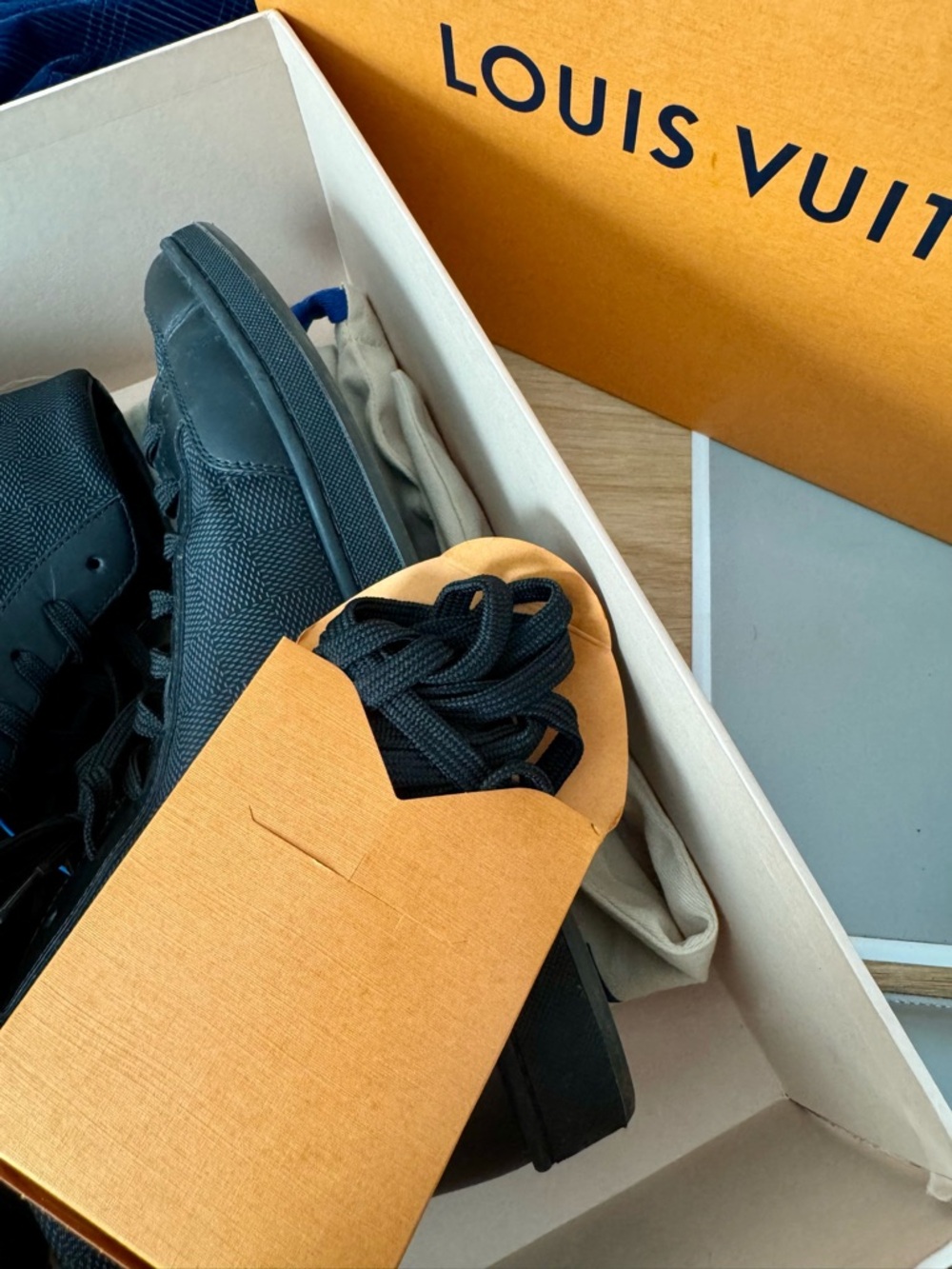 Louis Vuitton Men's Graphite Damier Black High-Top Sneakers - Picture 4 of 13